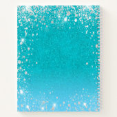 スケッチブックティール（緑がかった色）ブルーグリッターアクアグリーン名 ノートブック (裏面)