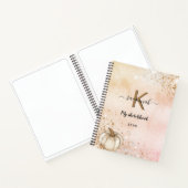 スケッチブックバラ金ゴールドカボチャグリッターモノグラム ノートブック (内部)