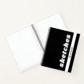スケッチブック白黒レトロパーソナライズされた名 ノートブック (内部)