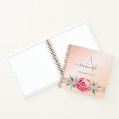 スケッチブック赤面バラ金ゴールドフローラモノグラム ノートブック (内部)