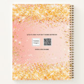 スケッチブック オレンジ ゴールド スクリプト ノートブック (裏面)