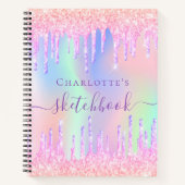 スケッチブック ピンク パープル ドリップス ノートブック (正面)