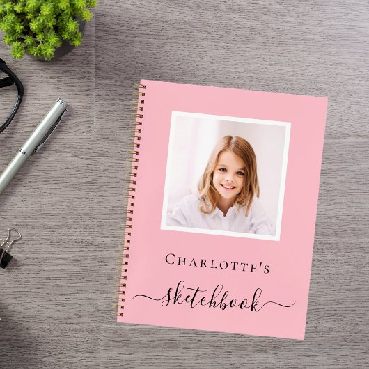 スケッチブック ピンク フォト 子ども 子供 タイポグラフィー ノートブック
