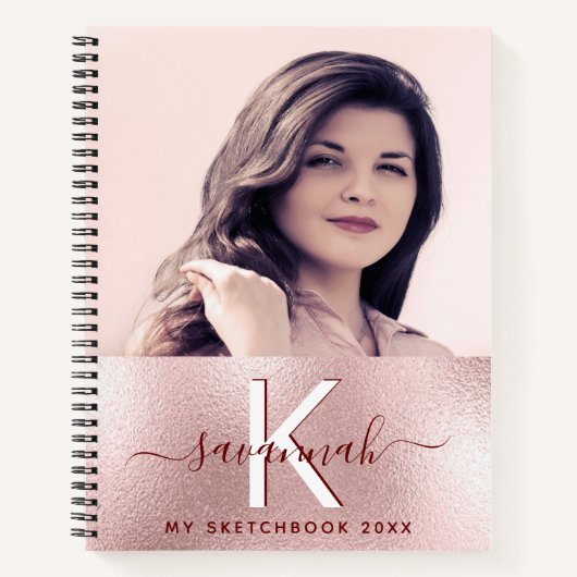 スケッチブック ローズゴールド ブラッシュ モノグラム フォト ノートブック (正面)