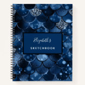 スケッチブック 人魚の鱗 青 名前 ノートブック (正面)