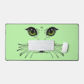 スケッチブラックキャット顔強烈なグリーンアイズウィスカー デスクマット (キーボード&マウス)