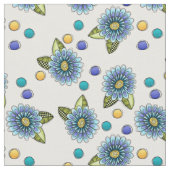スケッチブルーフラワー ファブリック (クローズアップ)