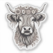 スケッチボヘミアンハイランドカウウォーター防水 シール (正面)