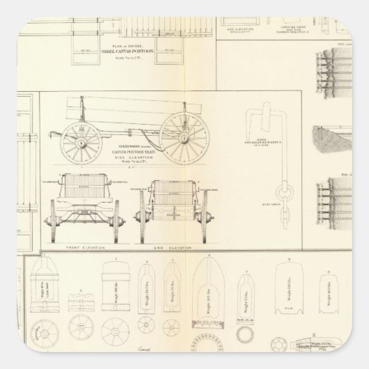 スケッチボート，橋，ワゴン，発射体 スクエアシール (正面)