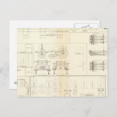 スケッチボート，橋，ワゴン，発射体 ポストカード (正面/裏面)