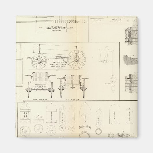 スケッチボート，橋，ワゴン，発射体 マグネット (正面)