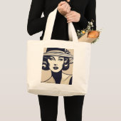 スケッチポートレート ラージトートバッグ (正面(商品))