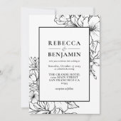 スケッチミニマルフローラワイルドフラワー結婚ズ 招待状 (正面)