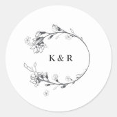 スケッチモダンフローラモノグ結婚ラム ラウンドシール (正面)