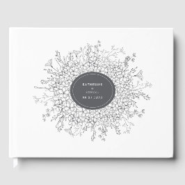 スケッチモダンフローラ結婚のゲストブック ゲストブック