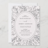 スケッチモダンフローラ結婚式招待状 (正面)