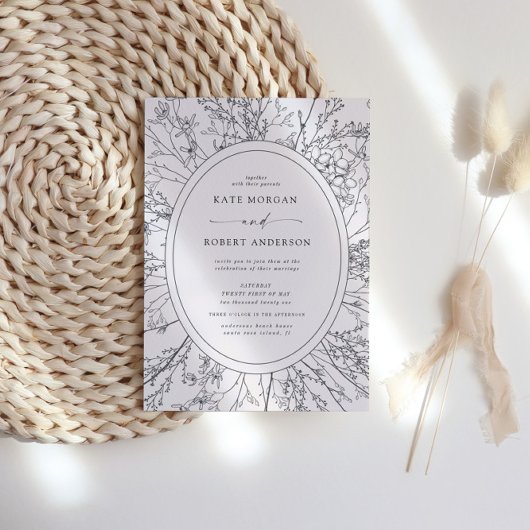 スケッチモダンフローラ結婚式招待状