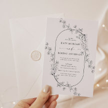 スケッチモダンフローラ結婚式招待状