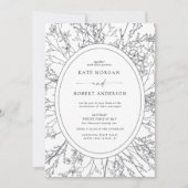 スケッチモダンフローラ結婚式招待状 (正面)