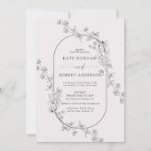 スケッチモダンフローラ結婚式招待状 (正面)