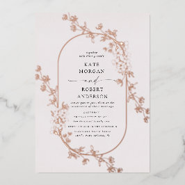 スケッチモダン結婚フローラ箔の招待状 箔招待状