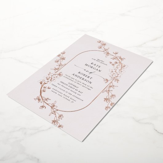 スケッチモダン結婚フローラ箔の招待状 箔招待状 (回転した状態)