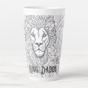 スケッチライオンと花キングKing Daddy, Boho Father カフェラテマグ