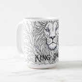 スケッチライオンと花キングKing Daddy, Boho Father コーヒーマグカップ (正面左)