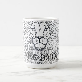 スケッチライオンと花キングKing Daddy, Boho Father コーヒーマグカップ