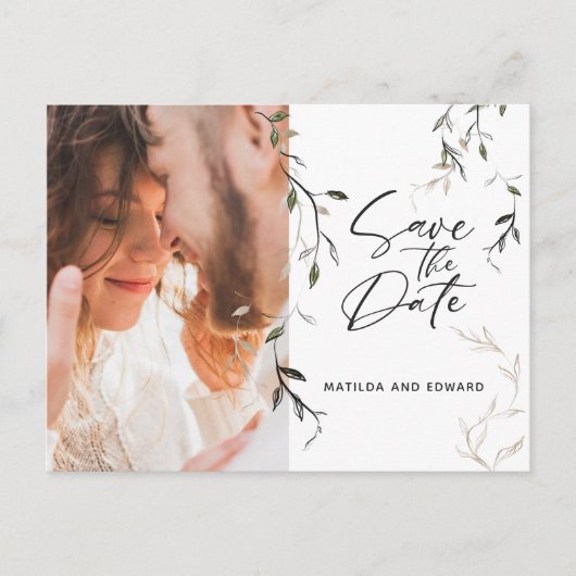 スケッチリーフ植物葉写真結婚の数 案内ポストカード (正面)