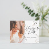 スケッチリーフ植物葉写真結婚の数 案内ポストカード (スタンド正面)