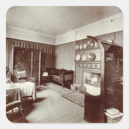 スケッチルーム、Kelmscott House,ロンドン, 1896 (写真) スクエアシール (正面)