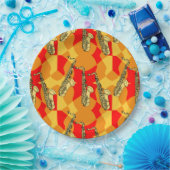 スケッチーなサクソフォーン格子 ペーパープレート (パーティー)