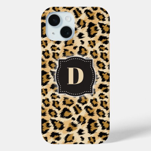 スケッチークラシックヒョウ柄モノグラムカスタム付き Case-Mate iPhoneケース (裏面)