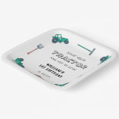 スケッチーグリーントラクターファームボーイ誕生日 ペーパープレート (傾斜あり)