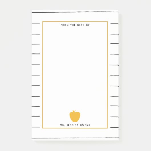 スケッチーストライプイエローアップル先生 ポストイット (正面)