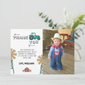 スケッチートラクターファームフォト誕生日サンキューカード 招待状 (スタンド正面)