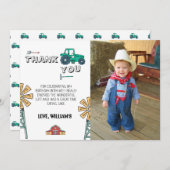 スケッチートラクターファームフォト誕生日サンキューカード 招待状 (正面/裏面)