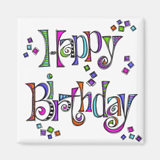 スケッチーハッピーバースデー マグネット (正面)