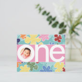 スケッチーフラワーファースト誕生日ピンク 招待状 (スタンド正面)