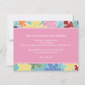 スケッチーフラワーファースト誕生日ピンク 招待状 (裏面)