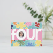 スケッチーフラワー4th誕生日パーティーピンク 招待状 (スタンド正面)