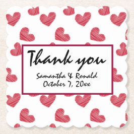 スケッチー赤いハート結婚ズ ペーパーコースター