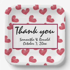 スケッチー赤いハート結婚ズ ペーパープレート