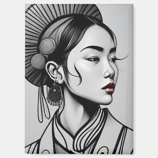 スケッチ中国の女 マグネット (正面)