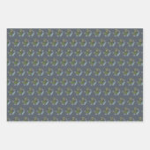 スケッチ冬の枝ホリーとスプルースのパターン ラッピングペーパーシート (正面3)