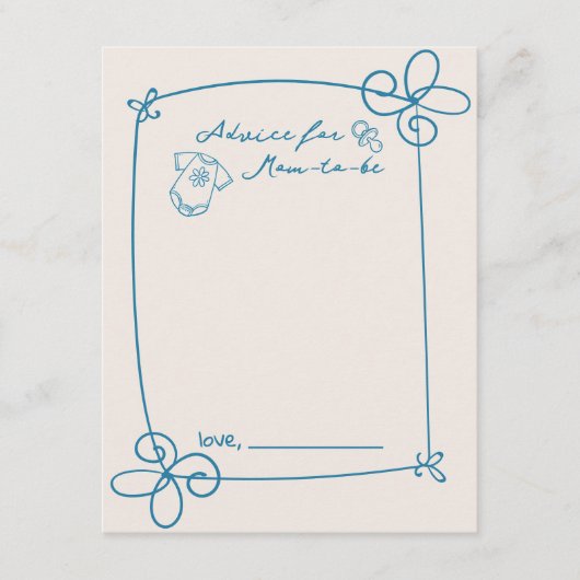 スケッチ可愛い波状の弓枠ベビー表示アドバイスカード エンクロージャーカード (正面)