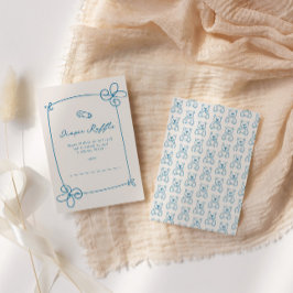 スケッチ可愛い波状の弓枠ベビー表示チケットカード 招待状