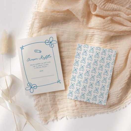 スケッチ可愛い波状の弓枠ベビー表示チケットカード 招待状