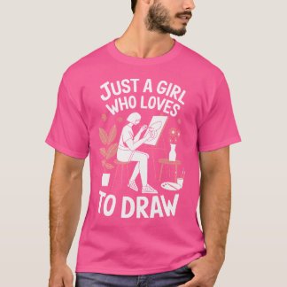 スケッチ好き – アーティストを描くのが大好きな女の子 Tシャツ